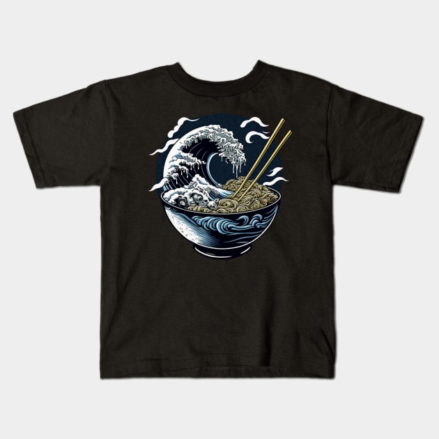 The great wave off kanagawa Ramen Bowl Kids T-Shirt by Zachariya420